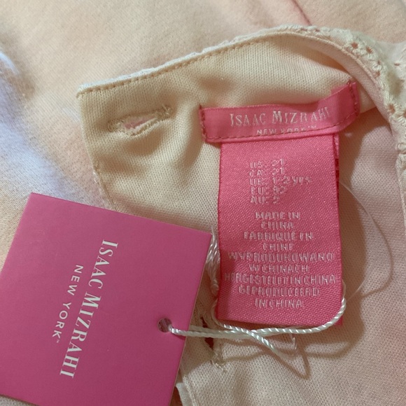 Isaac Mizrahi girls pink eyelet lace sleeveless dress, lace trim hem front bow - Picture 6 of 9